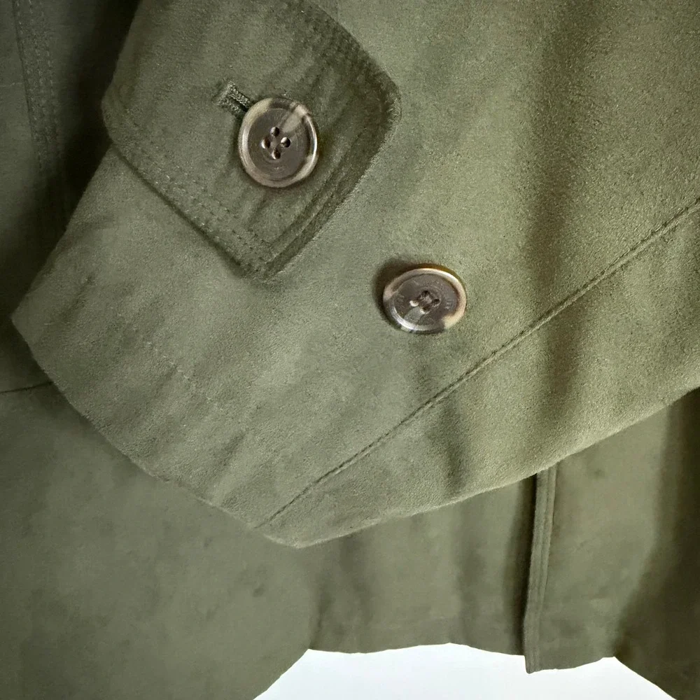Newport Harbor Faux Suede Car Coat Mens Large Olive Green